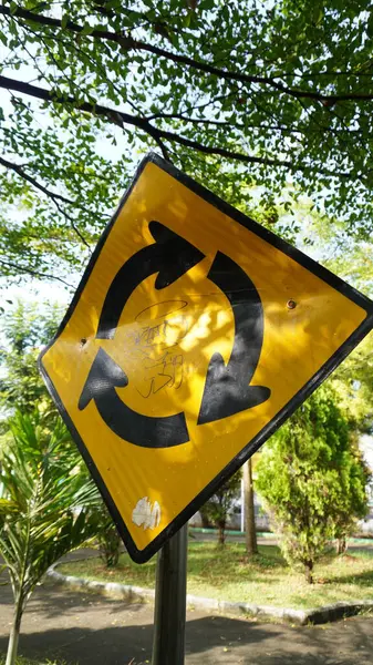 stock image Traffic sign of turning around are usually found at roundabouts