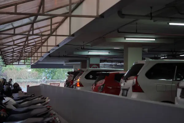 stock image A quiet vehicle parking lot without people in a mall