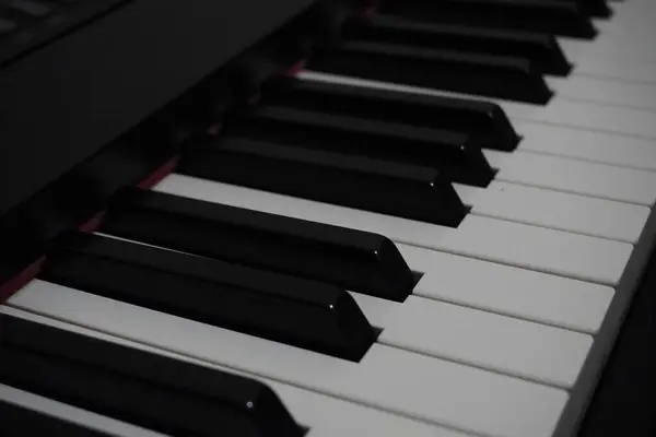 stock image Black and white piano keys close up