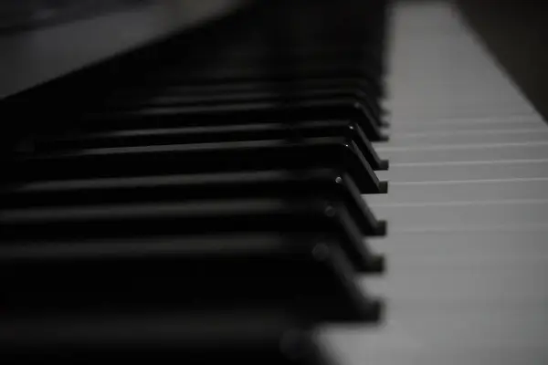 stock image Black and white piano keys close up