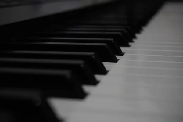 stock image Black and white piano keys close up