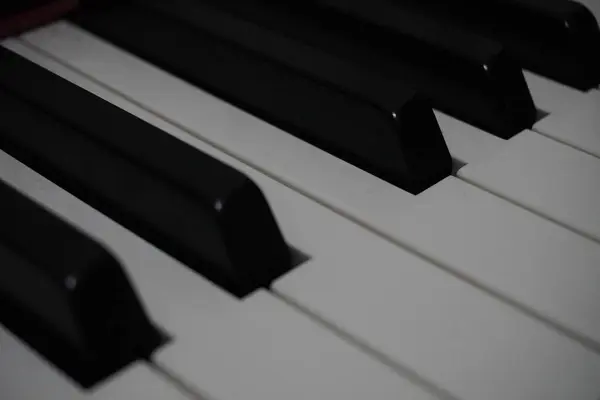 stock image Black and white piano keys close up