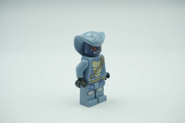 Lego Minifigure Snake blue grey Ninjago character on white background clipart