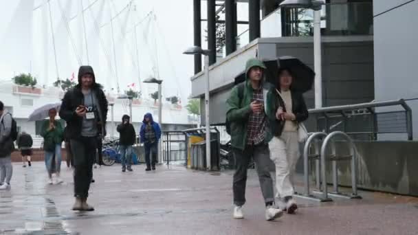 Downtown Canada Placera Regniga Våren Morföräldrar Män Och Kvinnor Människor — Stockvideo