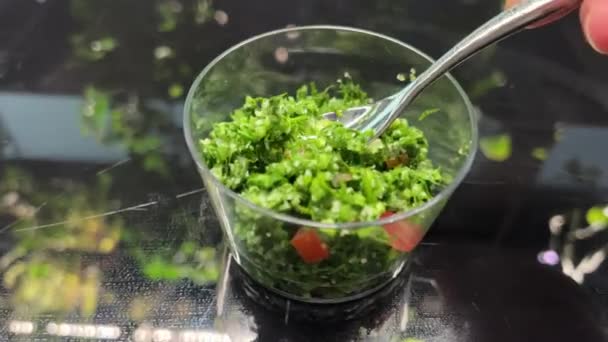 Salada Com Verduras Comer Salada Vegan Alface Orgânica Dieta Alimentos — Vídeo de Stock