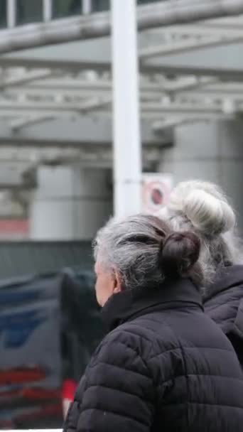Центр Канади Місце Дощової Весни Бабусі Дідусі Чоловіки Жінки Люди — стокове відео