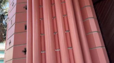 Ho Chi Minh şehri pembe Katolik kilisesi. Saigon, Vietnam 'ın pembe kilisesi Tan Dinh. Yüksek kalite 4k görüntü