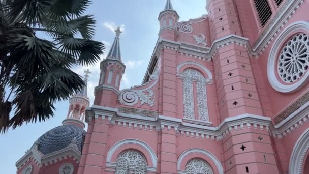 Chi Minh City Pink Catholic Church Pink Church Tan Dinh — Stockvideo