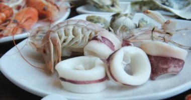 Taze vücut, mürekkep balığı, çiğ, üç leş. Kimse yok. Tabakta. Yüksek kalite