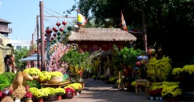 Phu Quoc Adası, Büyük Dünya, Vietnam, en son yerler. Çin Japon mimarisi binaları.