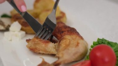 Sulu fırında tavuk kes. Makro fotoğrafçılık. Yüksek kalite 4k görüntü