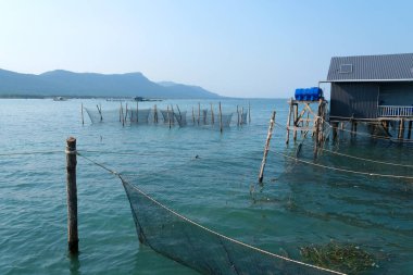 Güneşsiz bir gökyüzü ile sakin bir sörf günü. Yüksek kalite fotoğraf