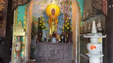 Büyüleyici pagoda yeşil tepeler ve tapınaklar arasında yükseliyor, dingin ve ruhani bir ortamda geleneksel mimari ve doğal güzellikleri sergiliyor. Yüksek kalite 4k görüntü