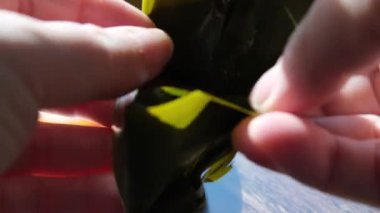 Bambu ya da kamış yapraklarına sarılı zongzi pilavlı hamur tatlısı. Yüksek kalite 4k görüntü
