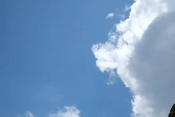Güzel mavi gökyüzünde pofuduk beyaz bulutların havadan görünüşü. Yüksek kalite fotoğraf