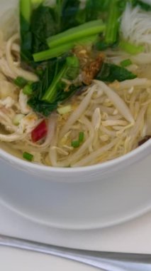 Asya ramen çorbası. Japon Ramen Erişte Bifteği veya tavuk. Kızarmış pirinç eriştesi, Tom Yam kung baharatlı Tayland çorbası. Geleneksel Kore yemekleri. Ramen çorbası. Çin Miso Çorbası. Lezzetli ramen kasesi