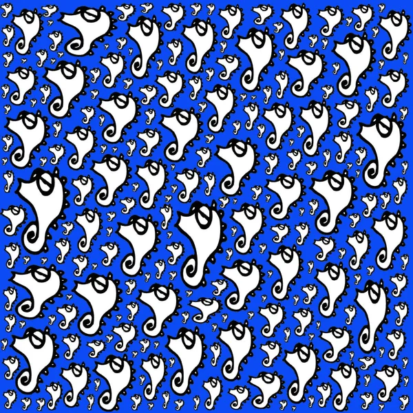 Abstract Naadloos Ontwerp Zeepaardjes — Stockfoto