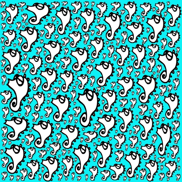 Abstract Naadloos Ontwerp Zeepaardjes — Stockfoto