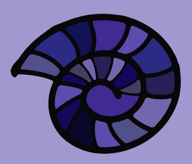 Soyut renkli deniz kabuğu amonit simgesi 