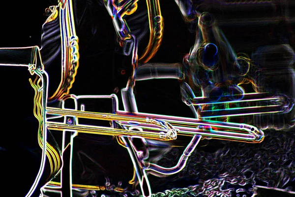 Абстрактні Британські Військові Музиканти Ілюстрація Барвистим Фоном Цифровими Елементами — стокове фото