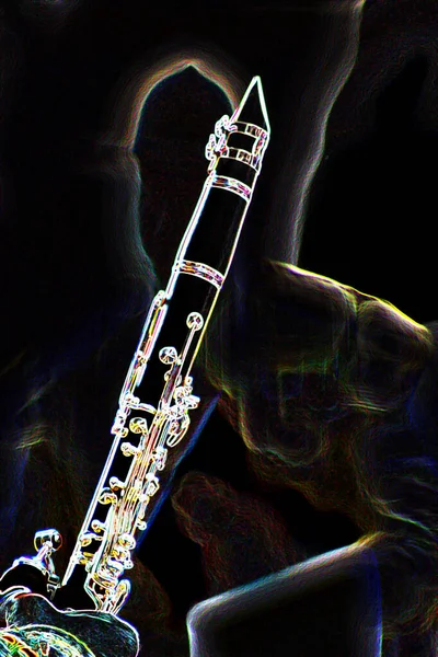 Illustrazione Arte Astratta Colorata Con Uno Strumento Clarinetto Jazz — Foto Stock