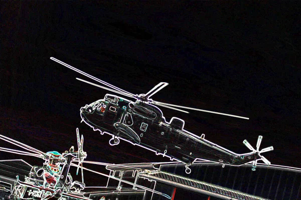 Abstract Lucht Zee Redding Helikopter Scene — Stockfoto