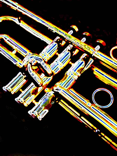 Abstraktní Vintage Trumpetová Scéna — Stock fotografie