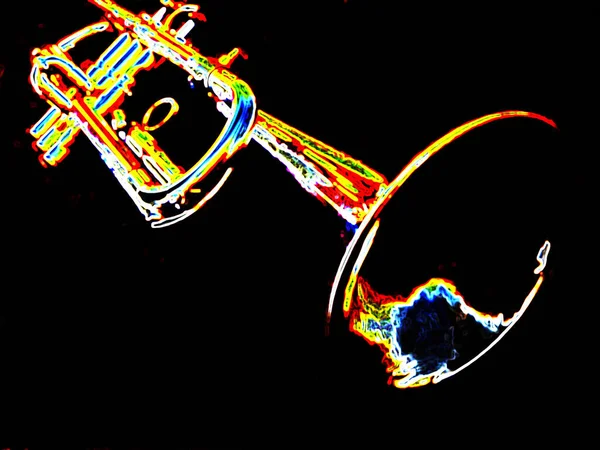 Abstrato Trompete Fundo Com Uma Mistura Requintada Cores Texturas Padrões — Fotografia de Stock