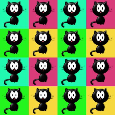 Çizgi film gibi gözleri olan kusursuz bir kedi deseni. Komik kedi illüstrasyonu