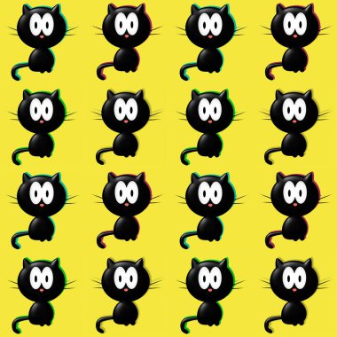 Çizgi film gibi gözleri olan kusursuz bir kedi deseni. Komik kedi illüstrasyonu