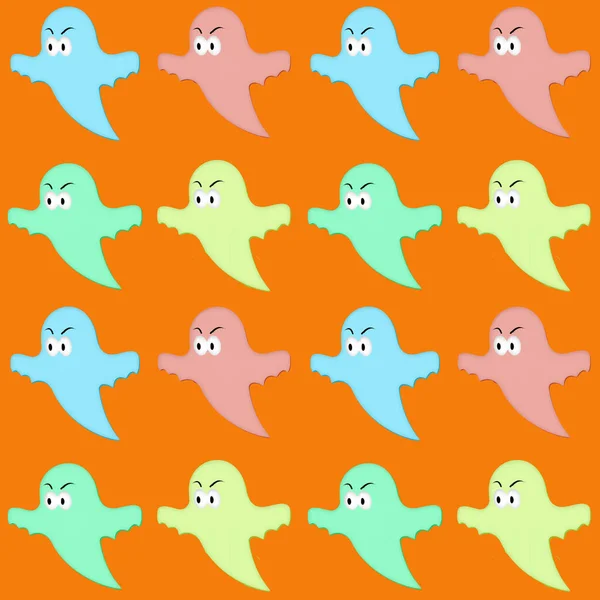 Patrón Inconsútil Fantasma Fondo Para Halloween Tela — Foto de Stock