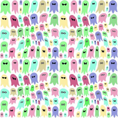 Çizgi film cadılar bayramı hayaletleriyle kusursuz desen 