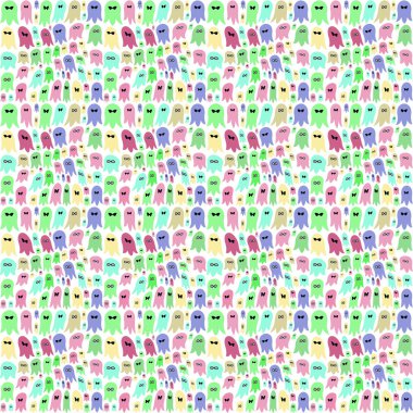 Tatlı çizgi film cadılar bayramı hayaletleriyle kusursuz desen. 