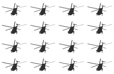 Siluetlerle kusursuz helikopter deseni. 