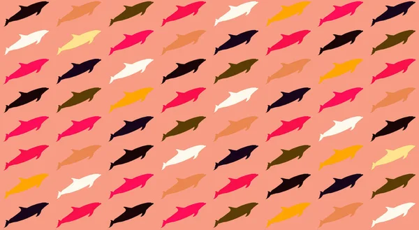 抽象的几何彩色无缝海豚图案 — 图库照片