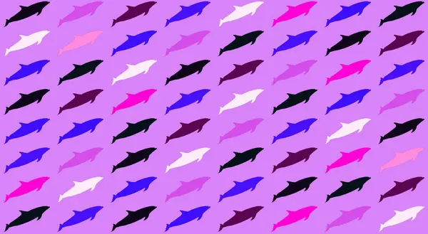 抽象的几何彩色无缝海豚图案 — 图库照片
