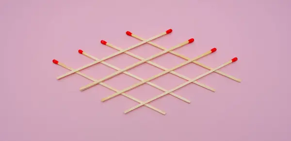 Matches Lined Pattern Pink Background — Stock Photo, Image