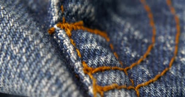 Extreme Nahaufnahme Des Reißverschlusses Jeans — Stockvideo
