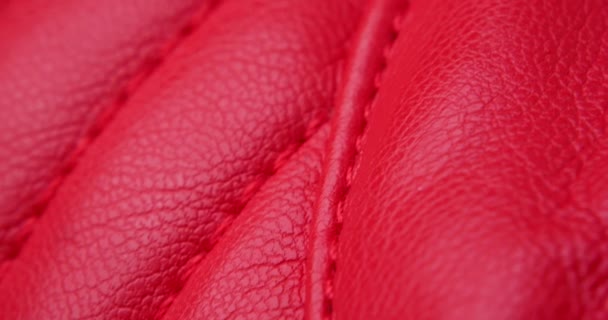Extreme Close Women Red Leather Jacket — Video Stock