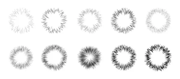 Vectoricoon Verzameling Abstracte Radiale Lijnen Stralen Barsten Cirkelvormig Verspreiden Verspreidingseffect — Stockvector