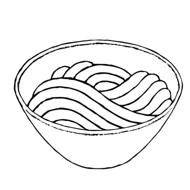 Kalem stilinde udon şehriyesinin vektör logosu