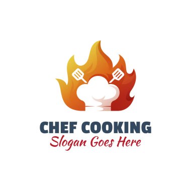 Logo tasarımı aşçı aşçılığı, restoran sıcak yemek simgesi tasarımı