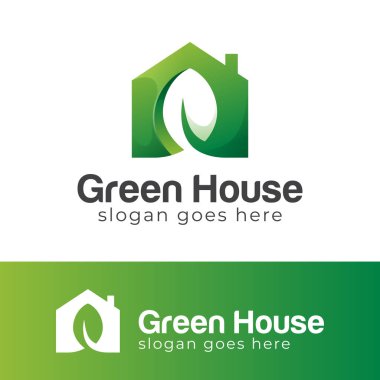 Yaprak sembolü şablonlu ev ya da ev doğasının logo tasarımı