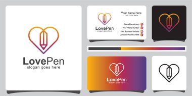 Çalışma, çizim, grafik tasarımcıları, kartvizitli sanat sanatçıları için aşk sembolü logosu.