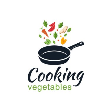 cooking vegetables Flat design healthy food logo clipart
