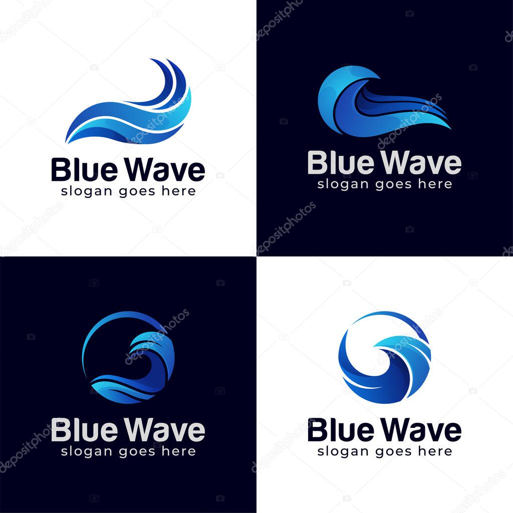 Abstract Water wave splash logo symbol and icon design