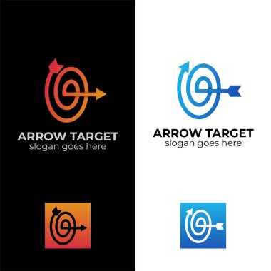 İş oku hedef logo sembolü, okçu logosu, hedefler hedef simgesi tasarımı