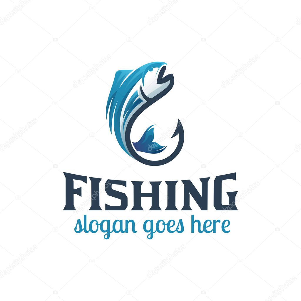 Fishing hook for fisherman or fishing logo design, business hook shop logo