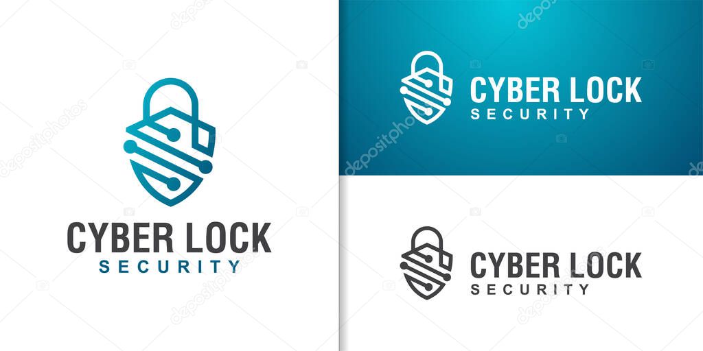 Cyber internet online security logo design vector template