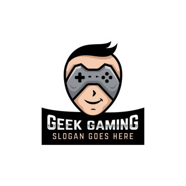 E-sporcu logosu şablonu için sopa oyunu oynayan inek oyun maskotu karakter